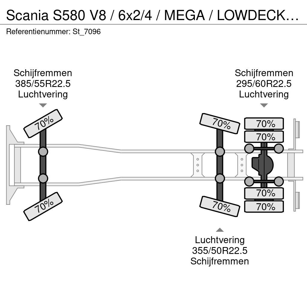 Scania S580 V8 / 6x2/4 / MEGA / LOWDECK / 103 cm شاحنات ذات هيكل صندوقي