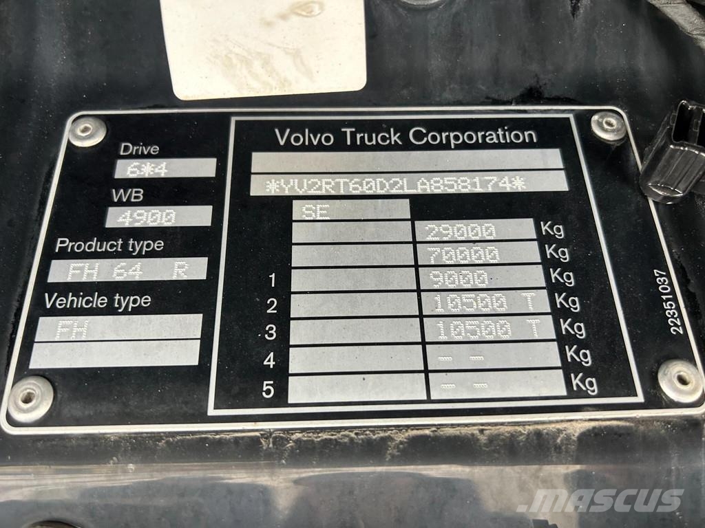 Volvo FH540 6X4 EURO6 + VEB + LIFTING AXLE Chassis Cab trucks