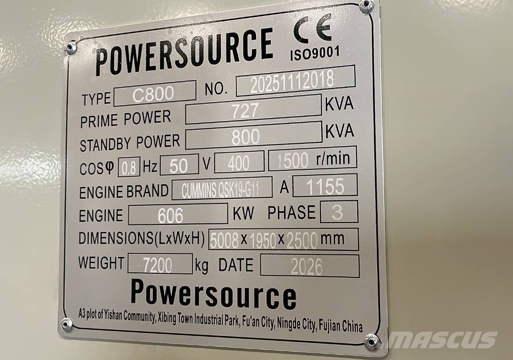 Cummins QSK19-G11 - 800 kVA Generator - DPX-19849 ディーゼル発電機