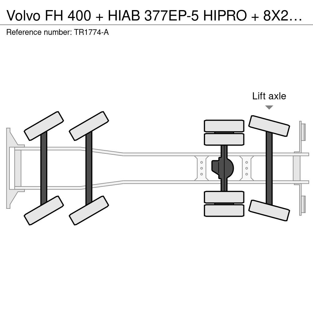 Volvo FH 400 + HIAB 377EP-5 HIPRO + 8X2 STEERING + EURO 훅 리프트 트럭