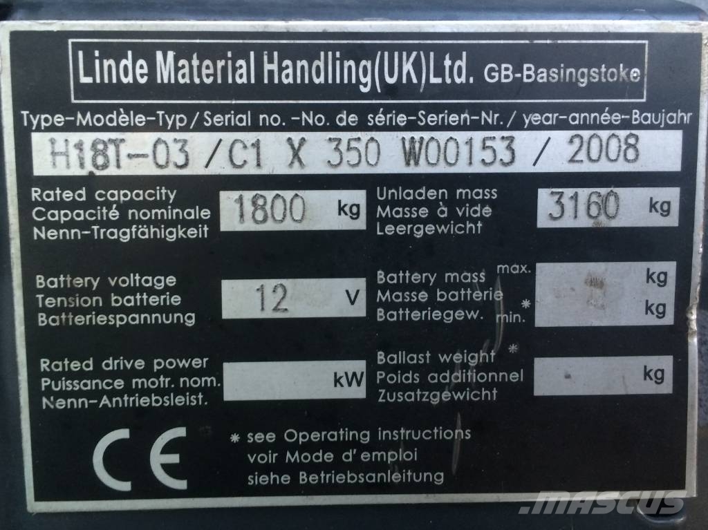 Linde H18T-3/C1 /350/ V-2853 OB Plinski viljuškari