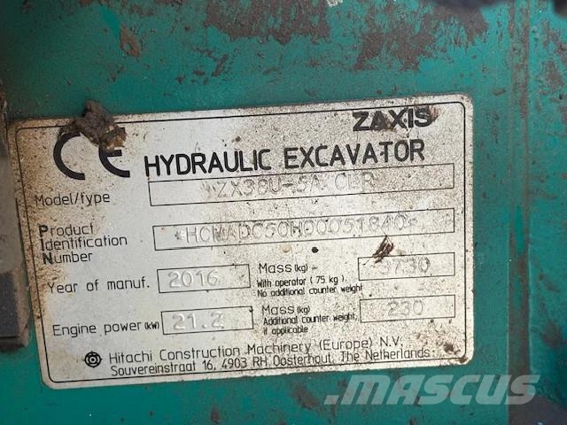 Hitachi ZX38 U - 5A CLR Miniekskavaatorid < 7 t