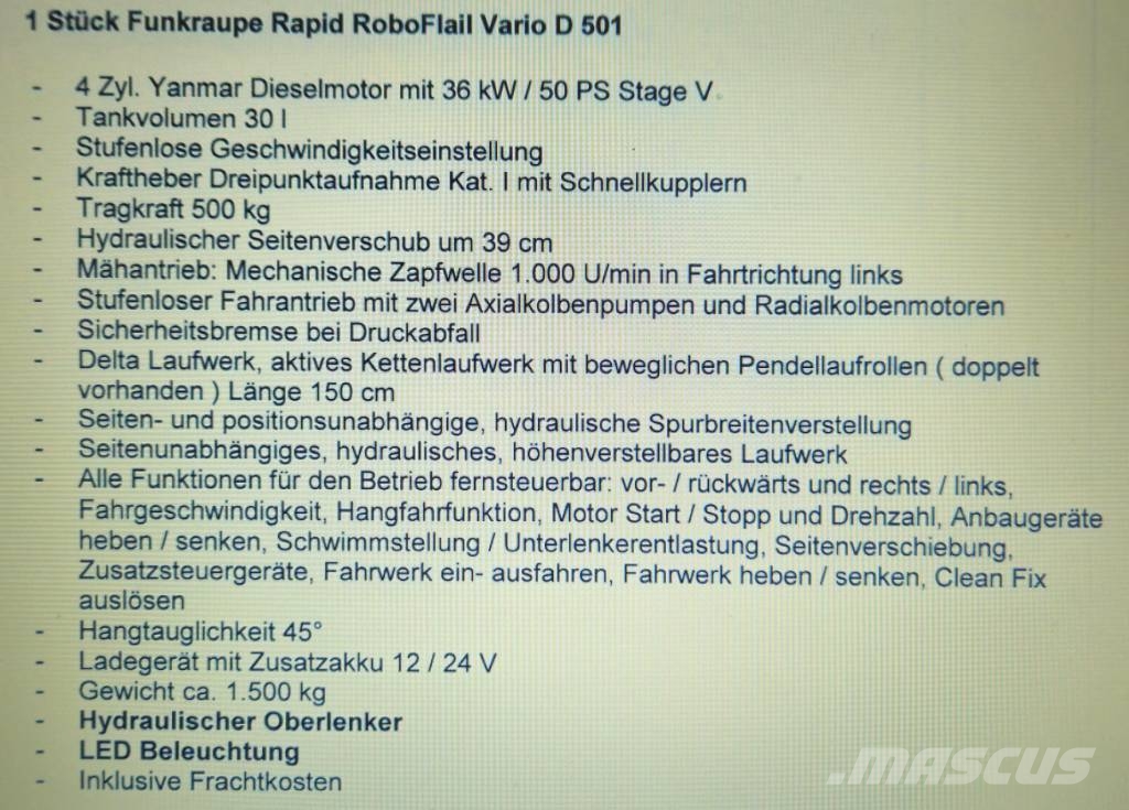 Rapid RoboFlail Vario D 501 Funkraupe Terreinbeheermachines - overige