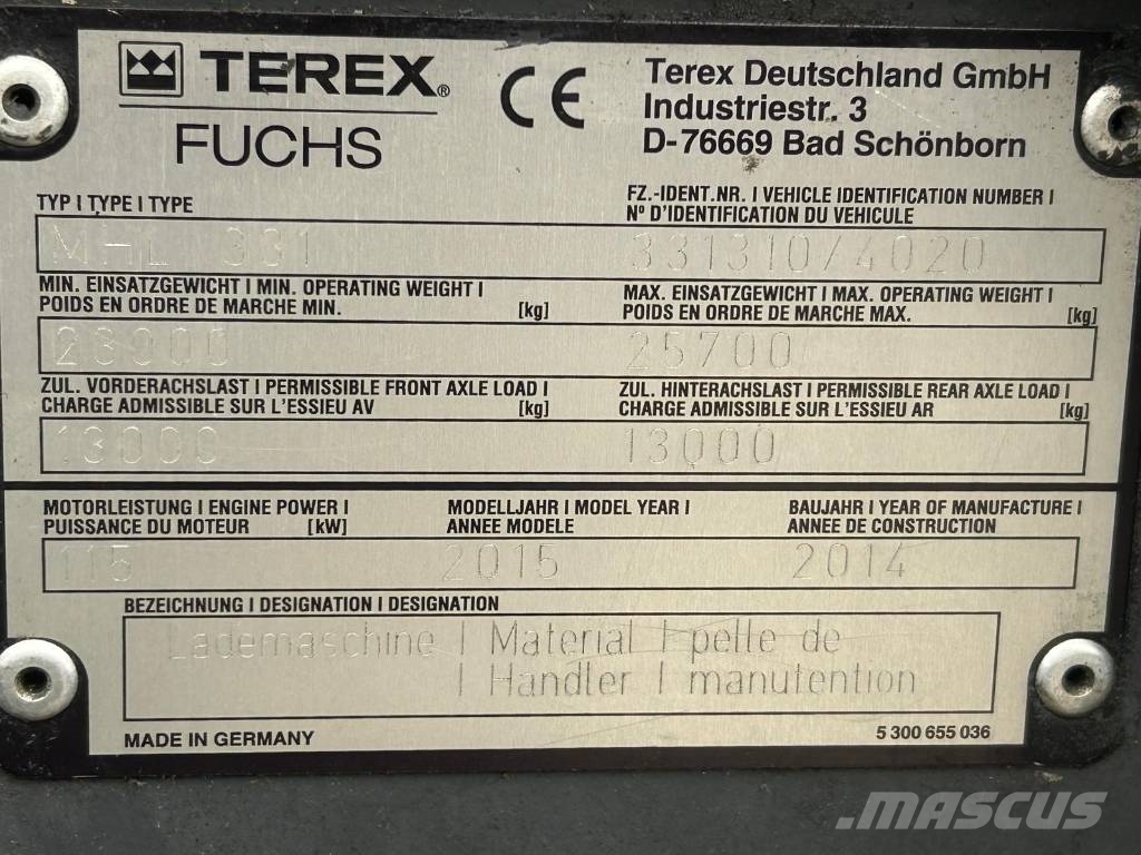 Fuchs MHL 331 E Bageri za prenos primarnih/sekundarnih sirovina