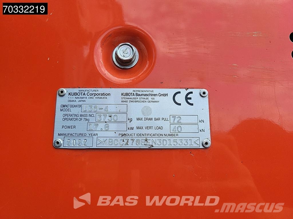 Kubota U36 -4 3 Buckets - Like New! Miniekskavaatorid < 7 t