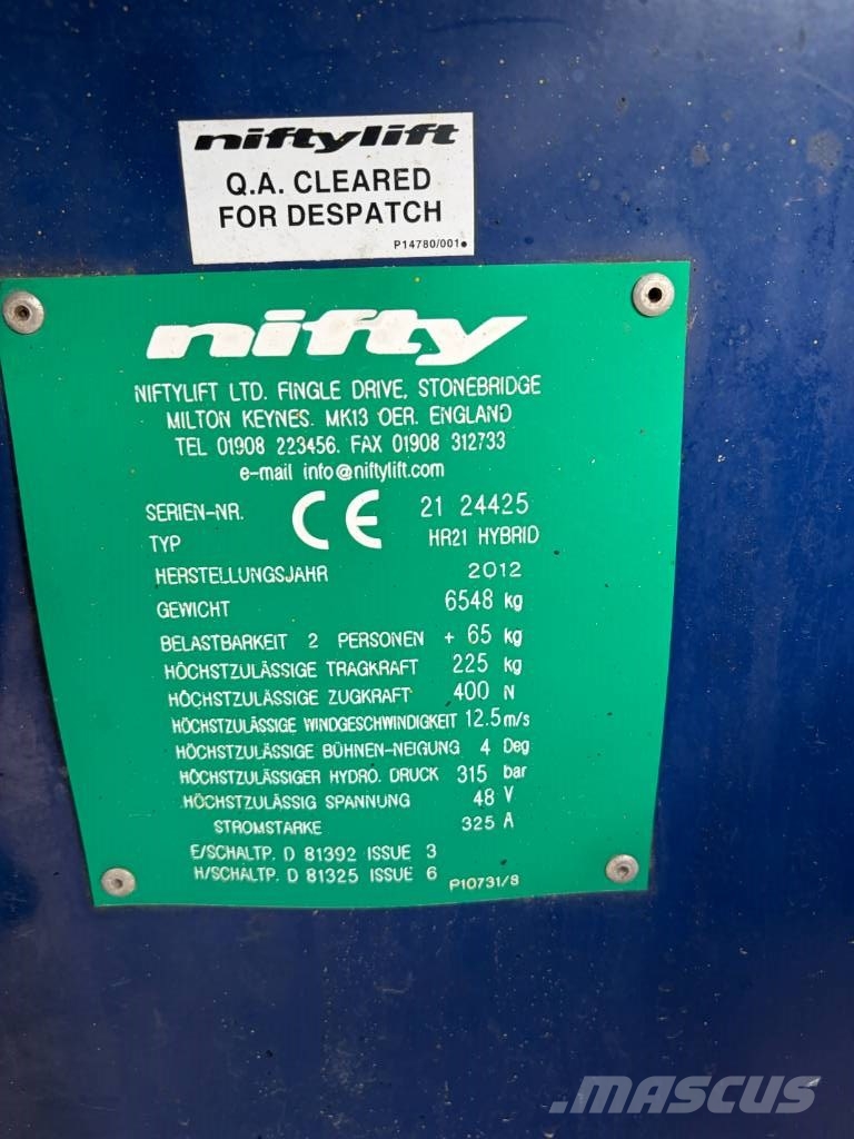 Niftylift HR 21 HYBRID Bomlifte med knækarm