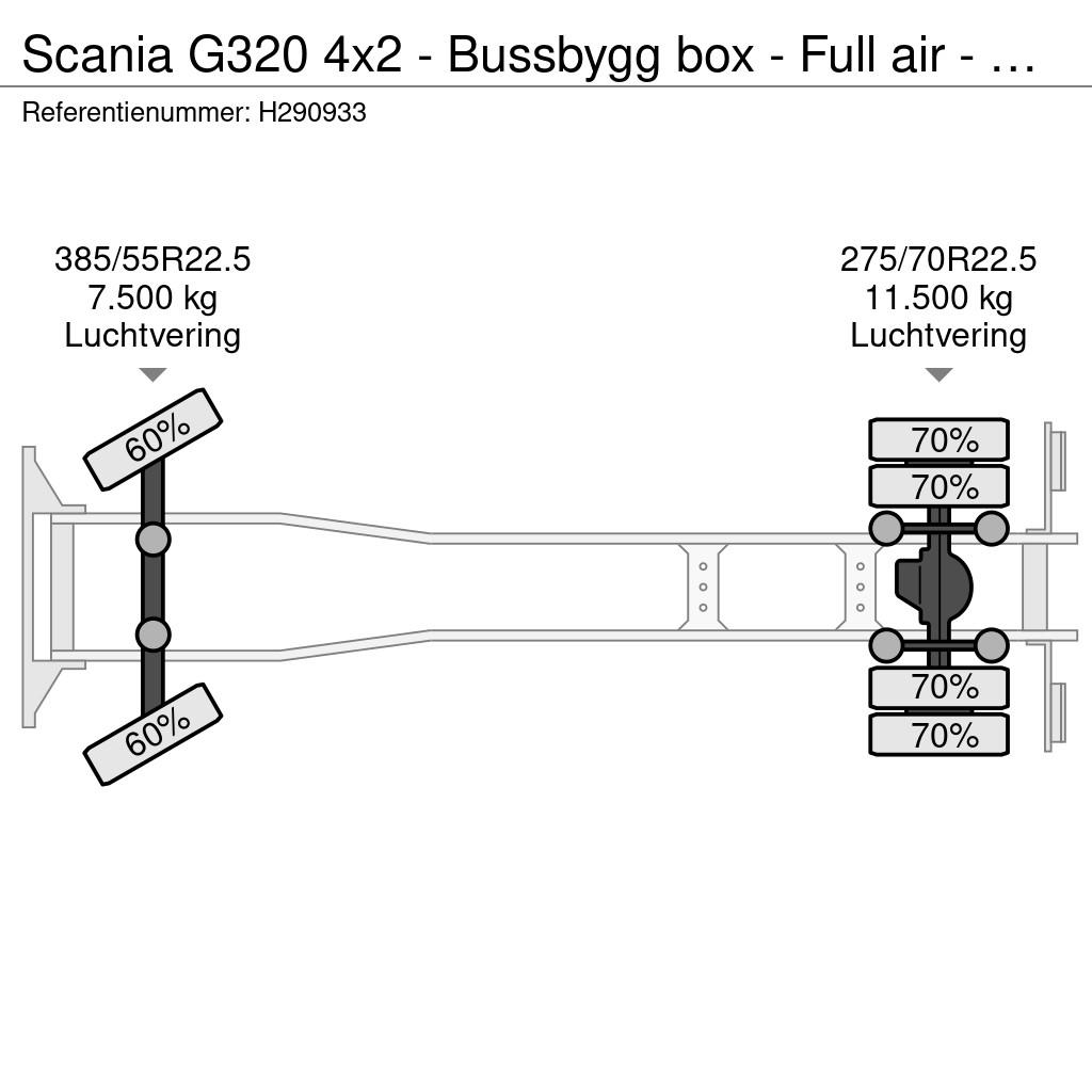Scania G320 4x2 - Bussbygg box - Full air - Euro 6 - Navi Tovornjaki zabojniki