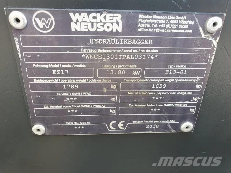 Wacker Neuson EZ17 Minigraver - 757 uren Mini ekskavatoriai < 7 t