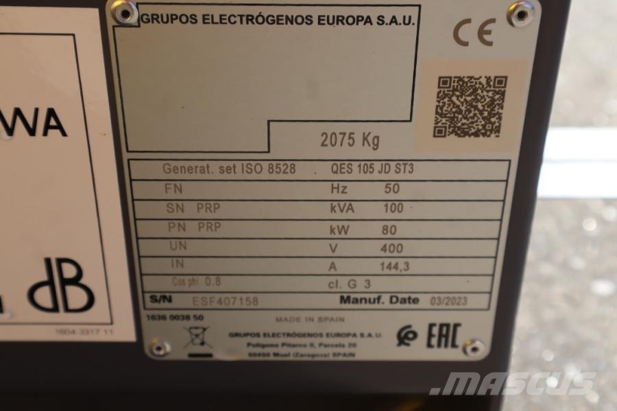 Atlas Copco QES 105 JD ST3 Valid inspection, Diesel, 105 kVA Дизельні генератори