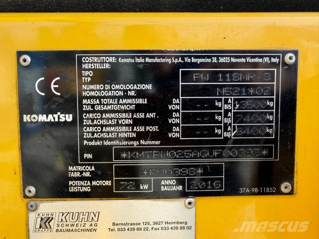 Komatsu PW 118 MR-8 Εκσκαφείς με τροχούς - λάστιχα