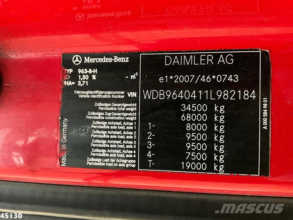 Mercedes-Benz Arocs 3263 8x4 Euro 6 Hiab 37 Tonmeter laadkraan + Savivarčių priekabų vilkikai