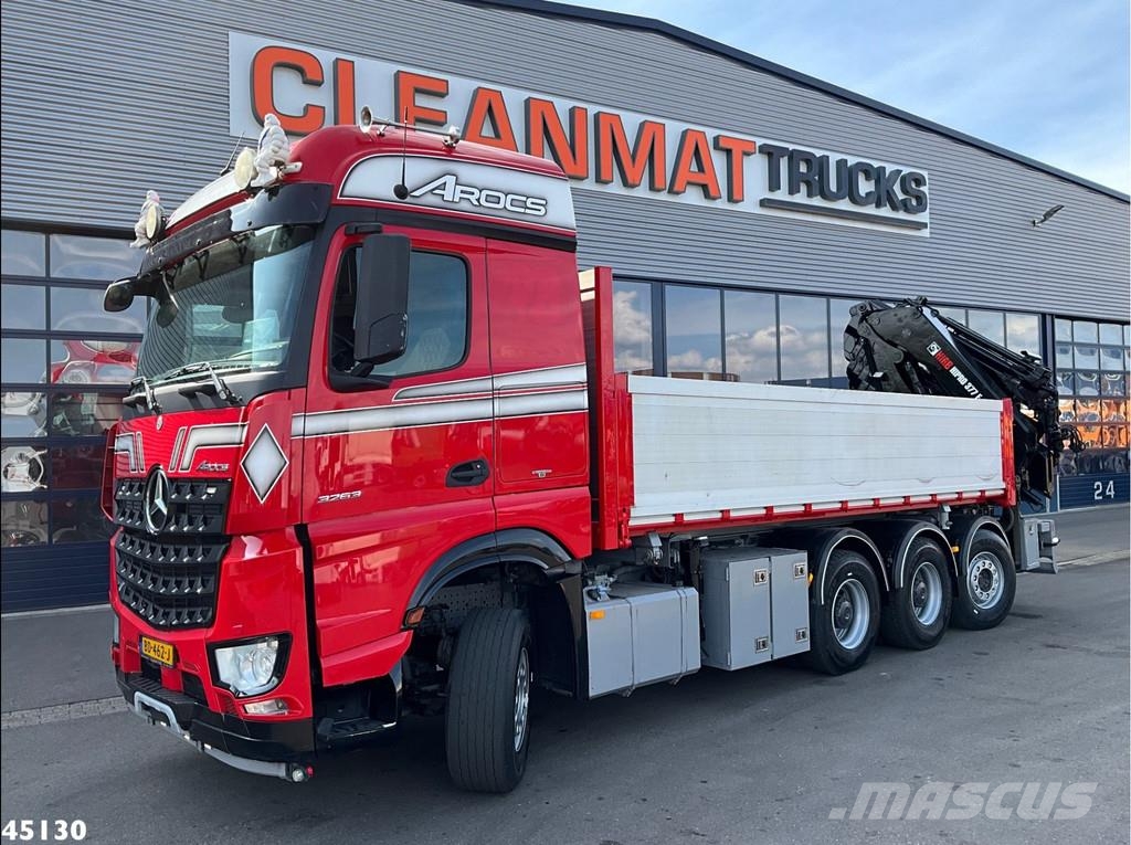 Mercedes-Benz Arocs 3263 8x4 Euro 6 Hiab 37 Tonmeter laadkraan + Savivarčių priekabų vilkikai