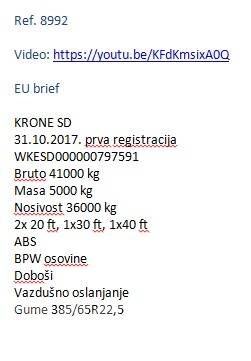 Krone SD Kontejnerske polprikolice