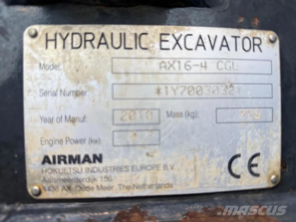 Airman AX16-4 Miniekskavaatorid < 7 t
