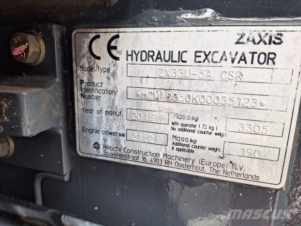 Hitachi ZX33-5A Mini bageri <7t