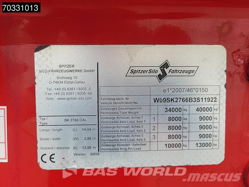 Spitzer SK 2766 CAL 3 axles TÜV 07/27 ADR SAF Tankopleggers