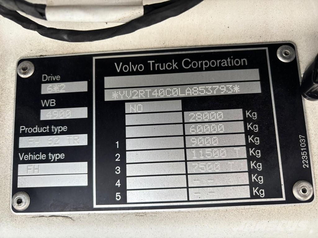 Volvo FH500 6x2*4 EURO6 + RETARDER + CHASSIS L7600mm Smagās mašīnas ar konteineriem