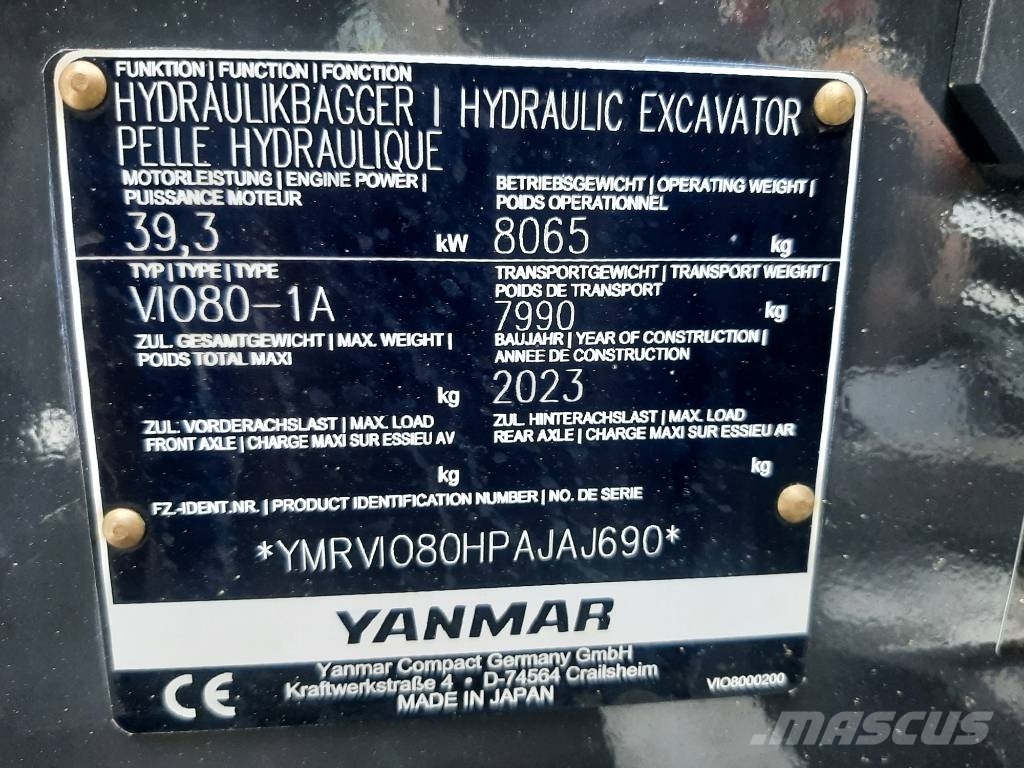 Yanmar VIO80-1A - Myös vuokraus alk. 2900 €/kk! حفارات وسط 7 طن - 12 طن