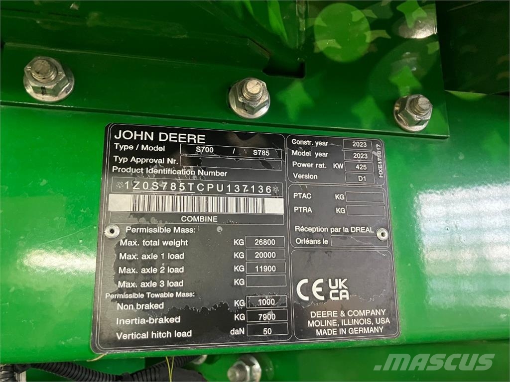 John Deere S785 Cosechadoras combinadas