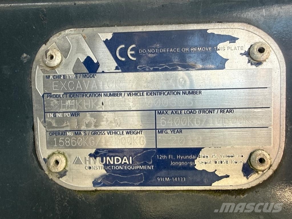 Hyundai HW140 - Brandschade / Fire demage / Brandschaden 轮式挖掘机