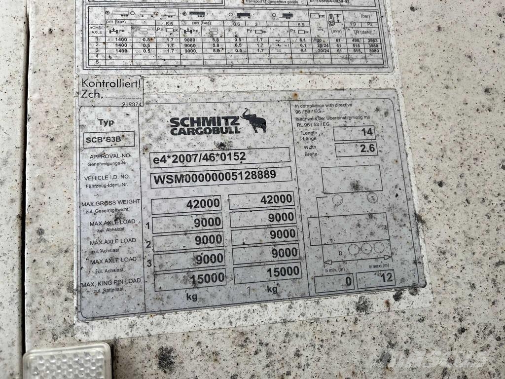 Schmitz Cargobull SCB S3B Kylmä-/Lämpökoripuoliperävaunut