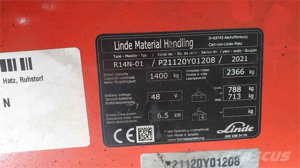 Linde R14N Montacargas de alcance de gran altura