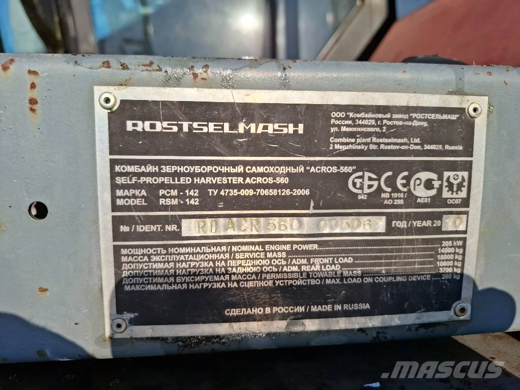 Rostselmash ACROS 560 Kombajni