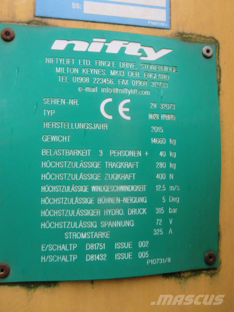 Niftylift HR 28 HYBRID Nacelles articulées
