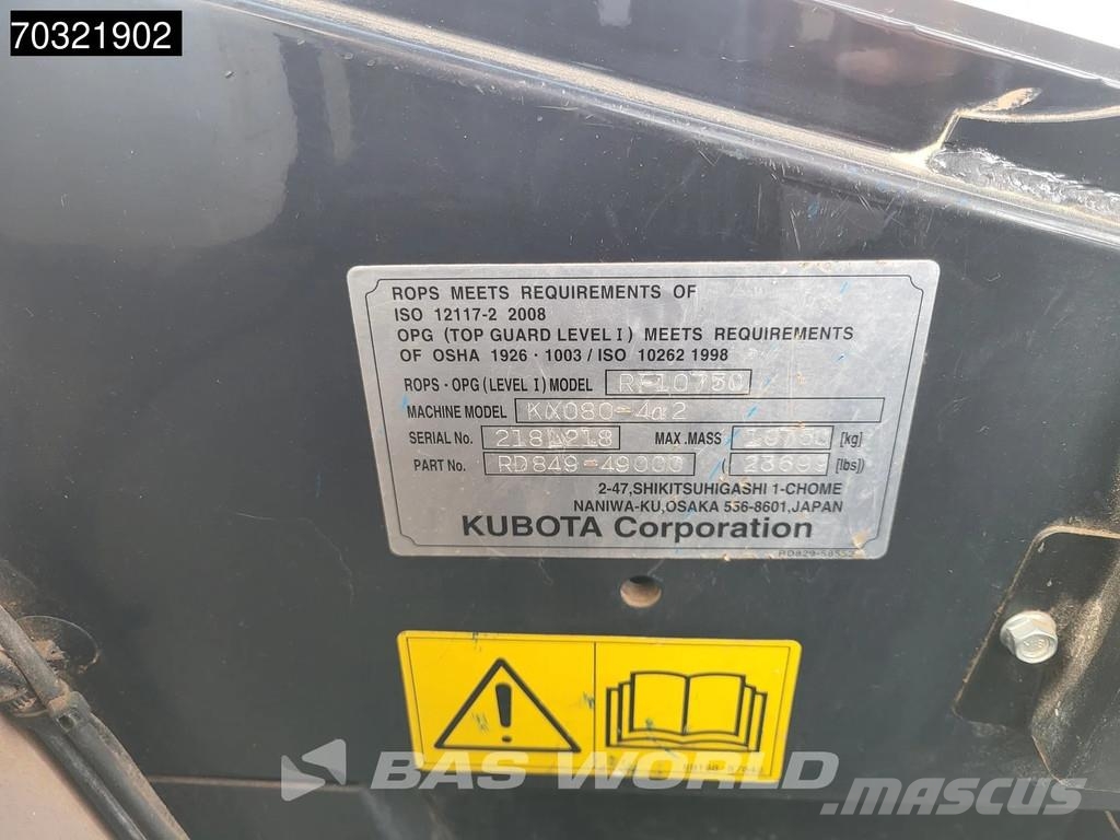 Kubota KX080-4 Minikaivukoneet < 7t