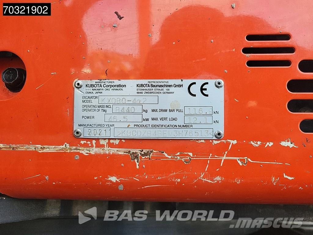 Kubota KX080-4 A/C Mini kotrók < 7t