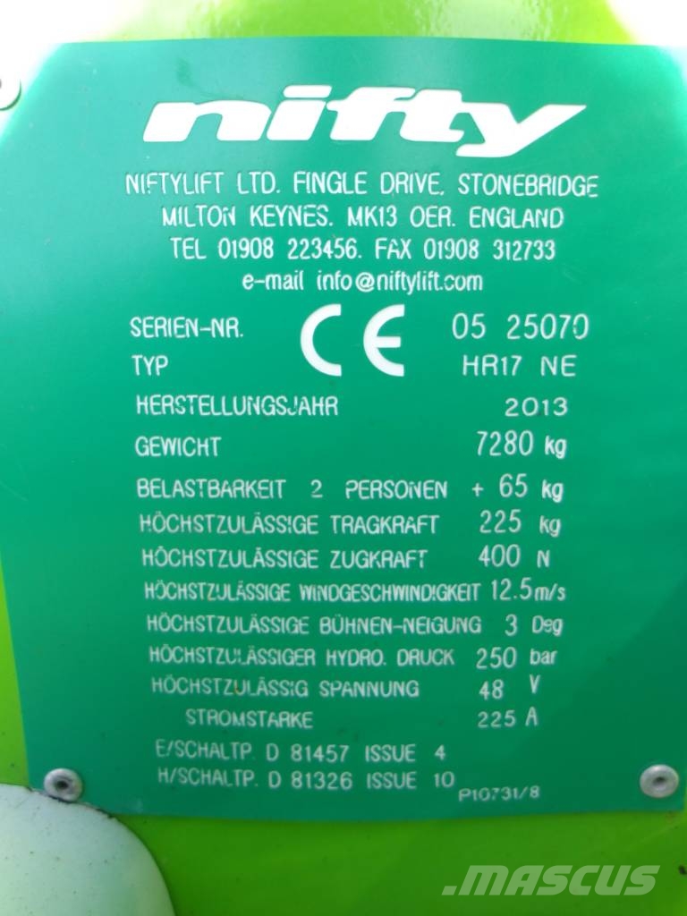 Niftylift HR 17 Karos emelők