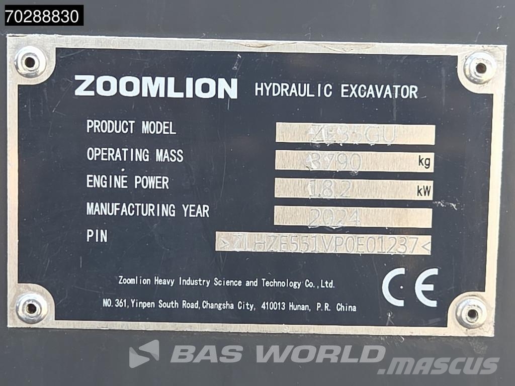 Zoomlion ZE35 GU Garantía de fábrica - CW / 3 Cucharas - Ku حفارات صغيرة أقل من 7 طن (حفارات صغيرة)