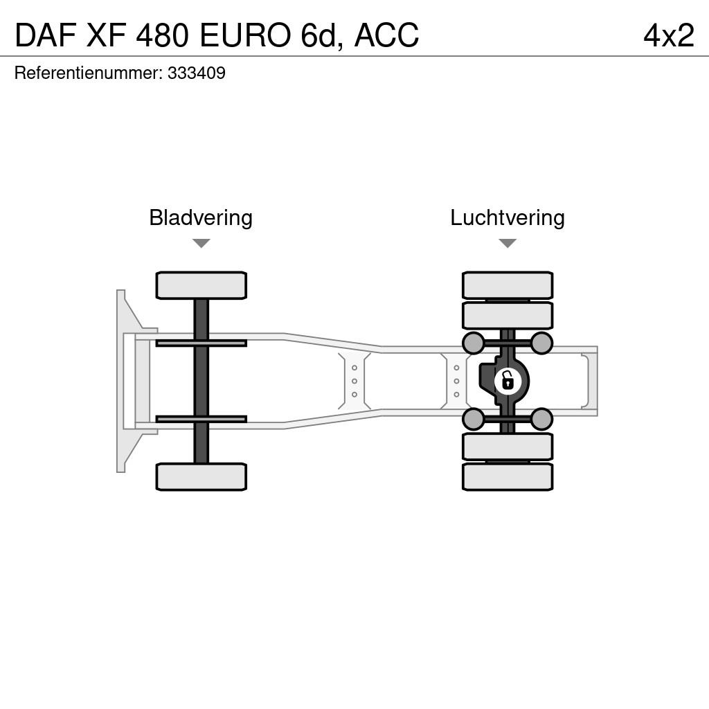 DAF XF 480 EURO 6d, ACC 트랙터 유닛