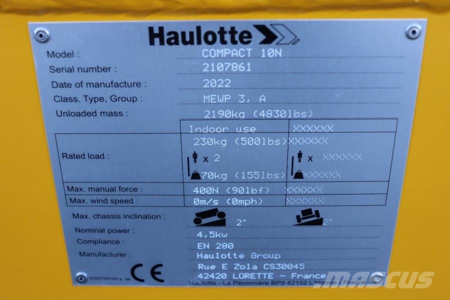 Haulotte Compact 10N Valid Inspection, *Guarantee! 10m Work Saxliftar