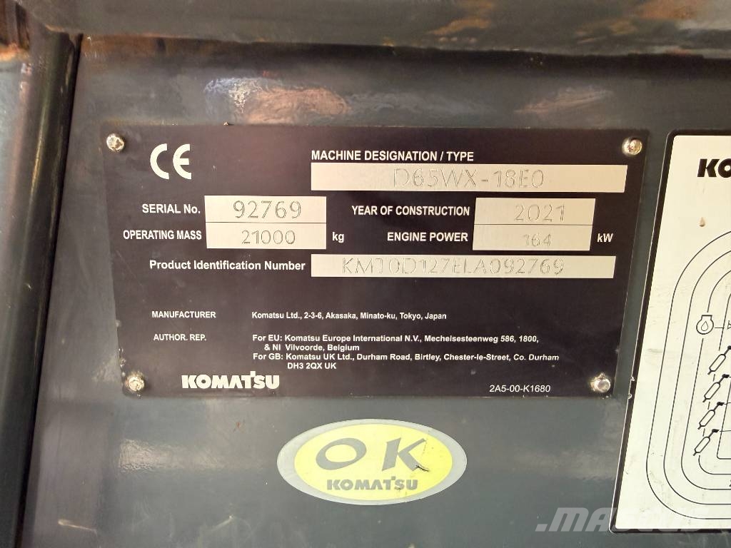 Komatsu D 65 WX-18 E0 with Sigmadozer Blade Μπουλντόζες με ερπύστριες