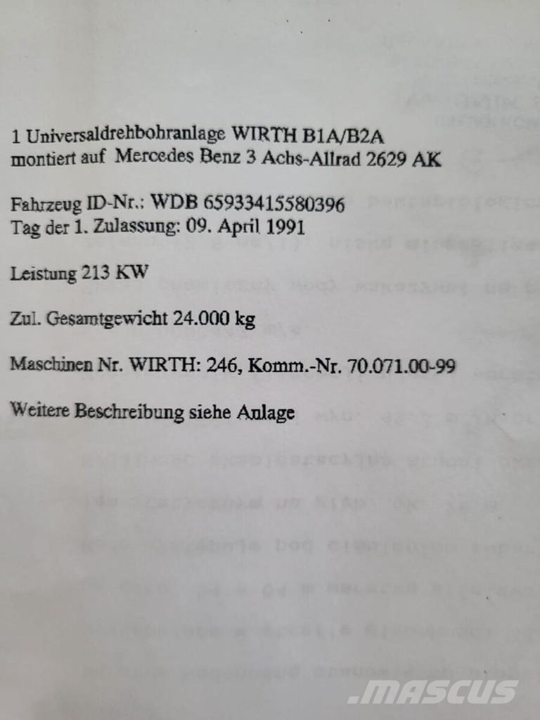 Wirth model: B1A/B2A Taladros pesados
