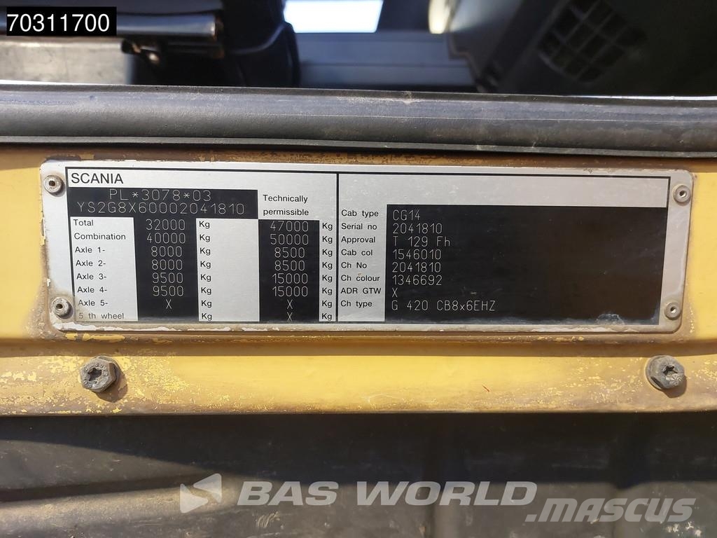 Scania G420 G 8X6 8x6 18m3 KH Kipper Steel suspension Big 덤프 트럭