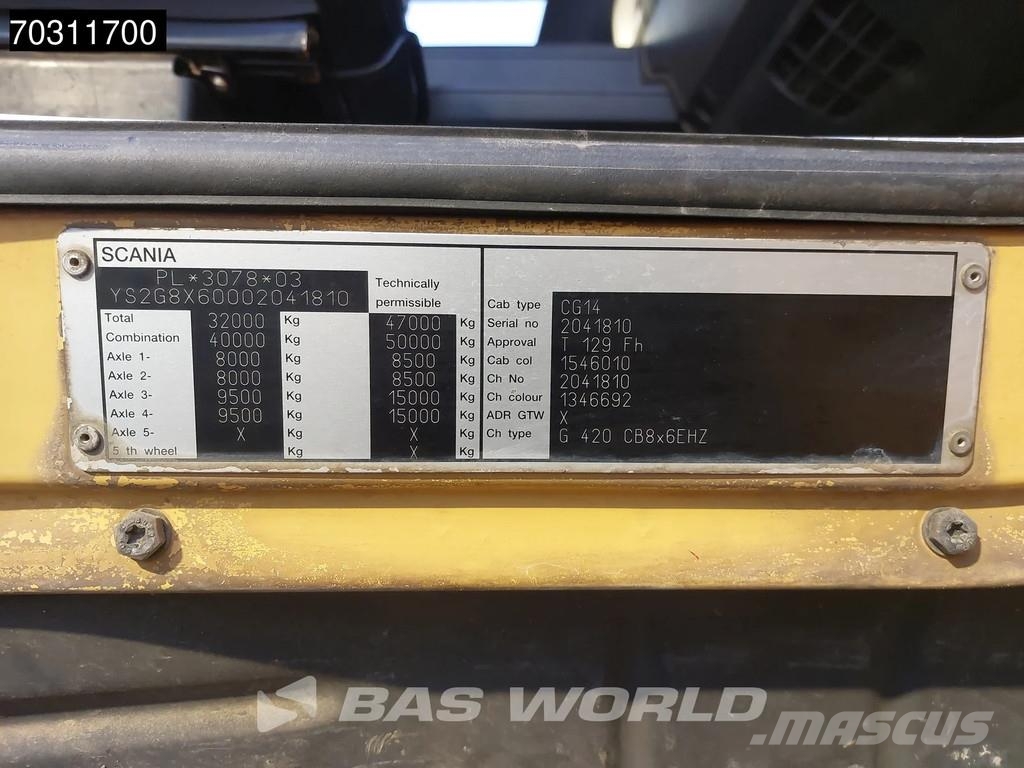 Scania G420 G 8X6 8x6 18m3 KH Kipper Steel suspension Big Camiones bañeras basculantes o volquetes