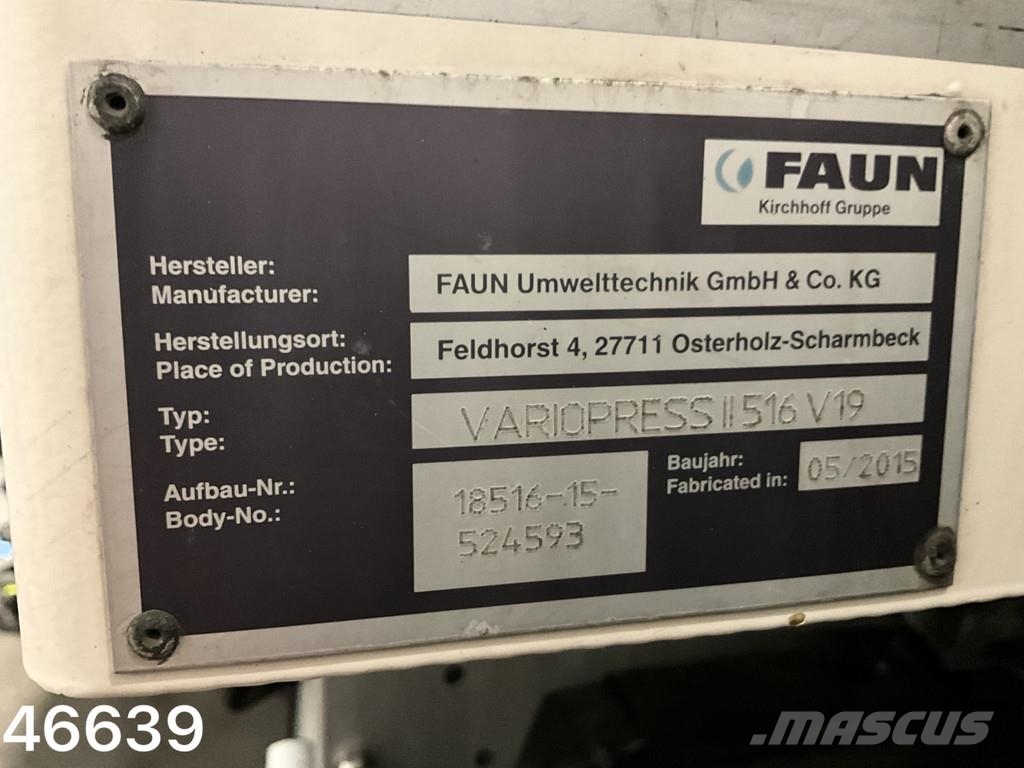 DAF FAG CF 290 Euro 6 Faun 19m³ Vuilniswagens