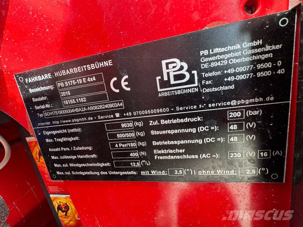 PB Lifttechnik S 175-19 E 4x4 Allrad Scherenarbeitsbühne رافعات مقصية الشكل