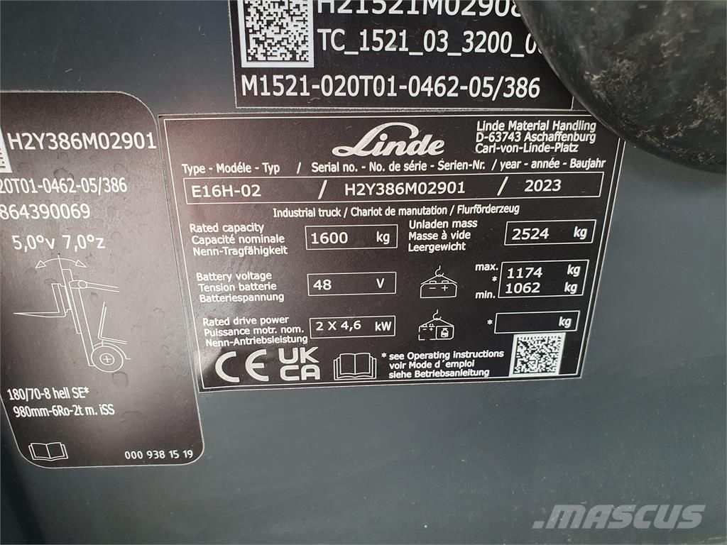Linde E16H Električni viličarji