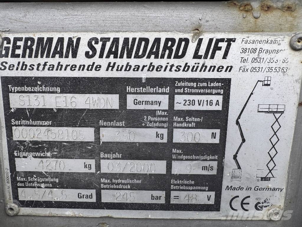 German Standar Lift GLS S313 E 16 4WDN 4x4 Allrad Schaarhoogwerkers