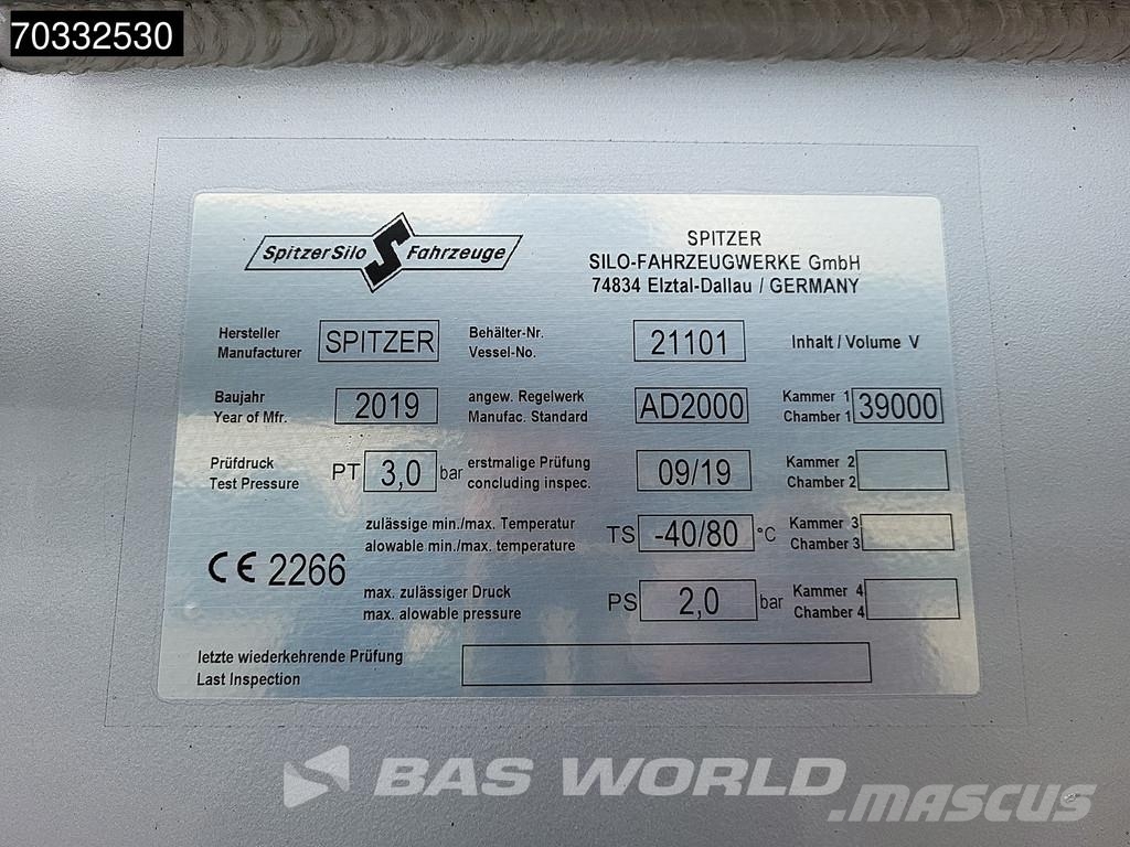 Spitzer SFS 2x Liftachse 39m3 Cement Ημιρυμούλκες βυτίων