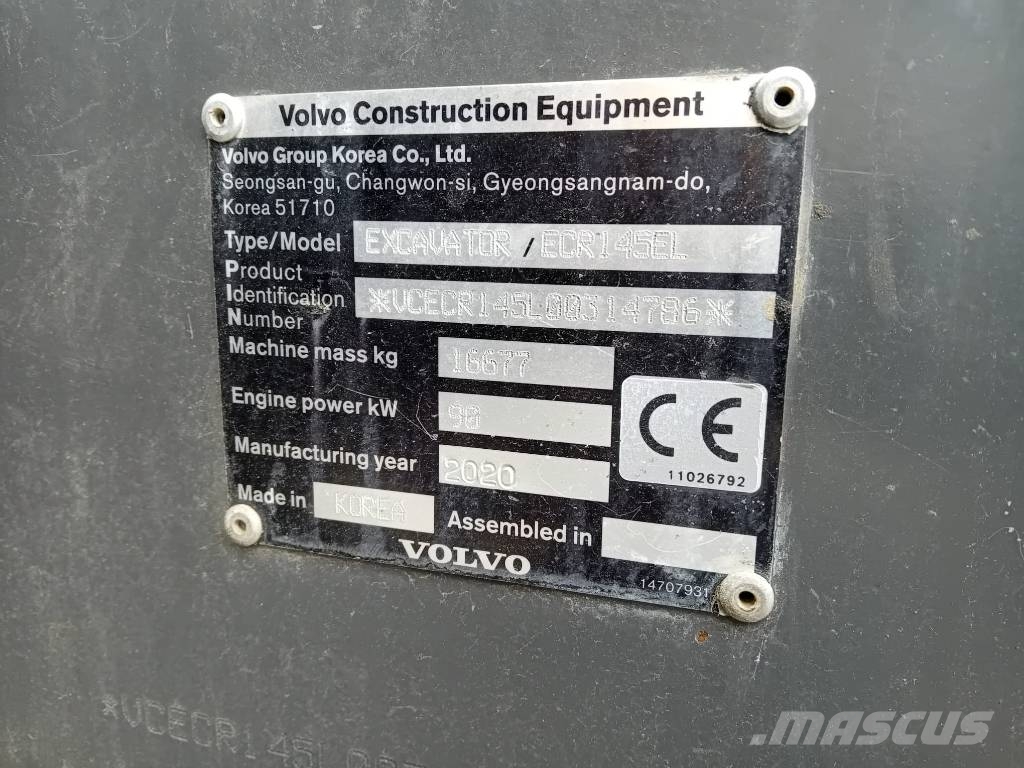 Volvo ECR 145 EL 大型油圧ショベル12t以上(パワーショベル・ユンボ)