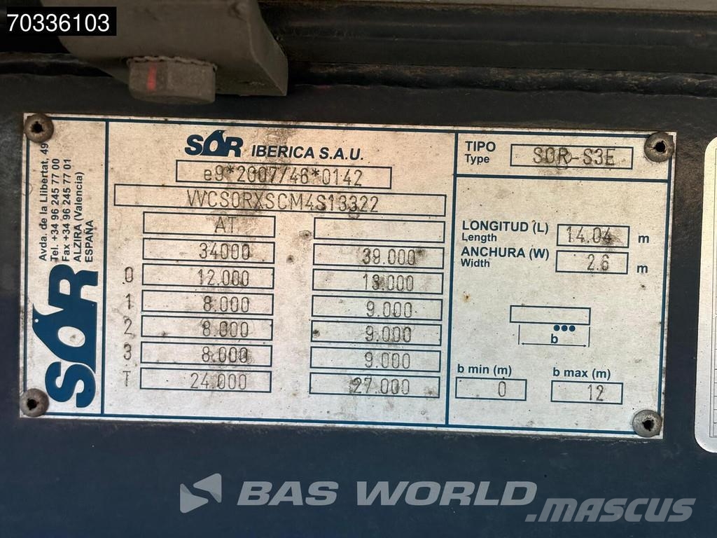 Sor Ibérica SOR S3E FRC07/27 Lift Axle 250x265 保温半挂车