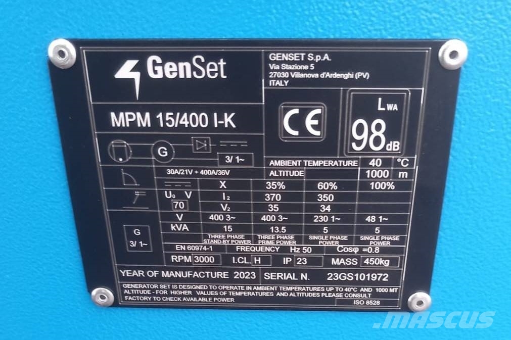 Genset MPM 15/400 I-K - Welding Genset - DPX-35500 Дизельні генератори