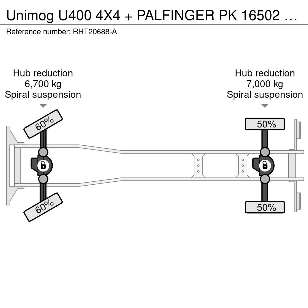 Unimog U400 4X4 + PALFINGER PK 16502 + REMOTE CONTROL 全路面起重機/吊車
