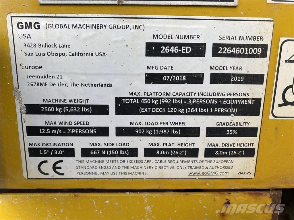 GMG 2646-ED Підйомники-ножиці