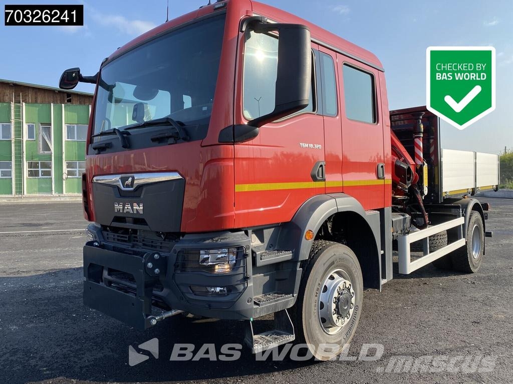 MAN TGM 18.320 4X4 NEW! Double cabin Fassi F115 Automa Platós / Ponyvás teherautók