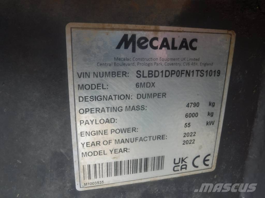 Mecalac 6 MDX Dumpers εργοταξίου